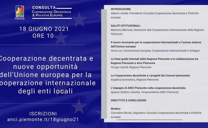 ANCI Piemonte: webinar su Cooperazione decentrata